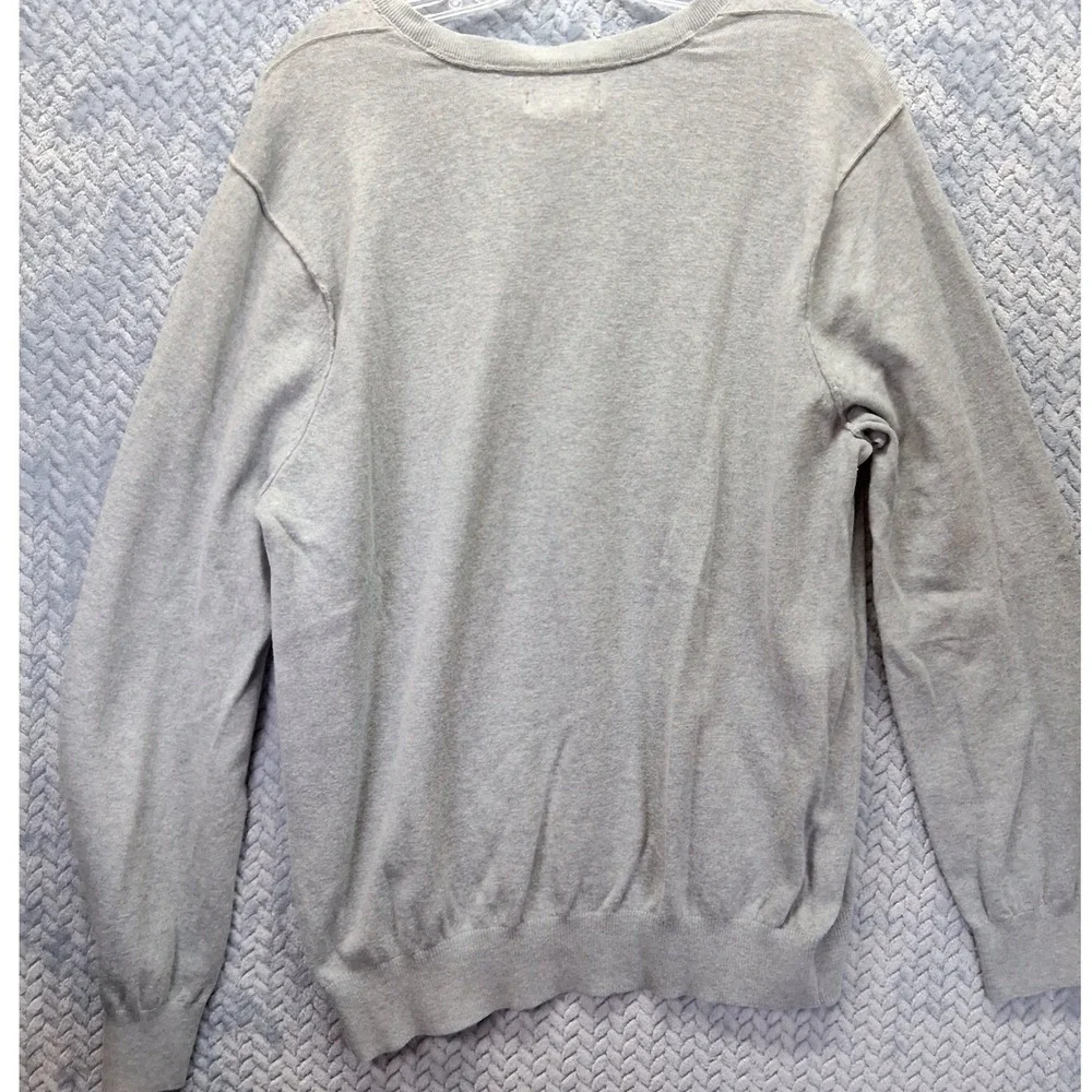 Vintage Polo Ralph Lauren Mens V-Neck Sweater Gray Cashmere Blend Large USA Made